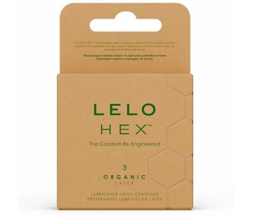 LELO HEX Organic Latex Protection, 3-Pack, Hexagonal Structure, Eco-Friendly