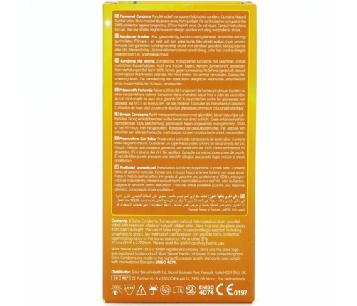 Skins Banana Premium Condoms 8-Pack - Scented, Extra Lubricated, Natural Fit