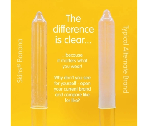 Skins Banana Premium Condoms 8-Pack - Scented, Extra Lubricated, Natural Fit