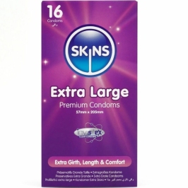 Skins Extra Large Premium Condoms 16-Pack, 57mm, Vanilla Scent, Ultra Thin