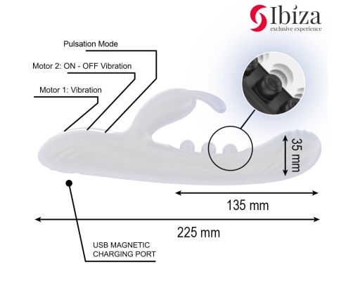 IBIZA Vibrating Rabbit Dual Motor Pulsating System Purple 225mm