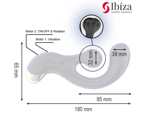 IBIZA Vibrating & Rotating Intimate Machine, Ergonomic, USB, Waterproof, 18cm