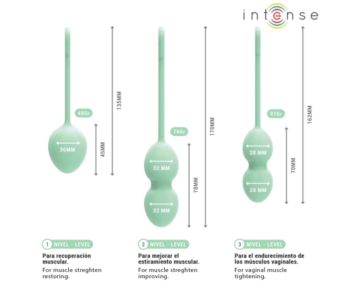 INTENSE Charli Kegel Ball Kit Light Jade Green - 3-Piece Pelvic Floor Trainer