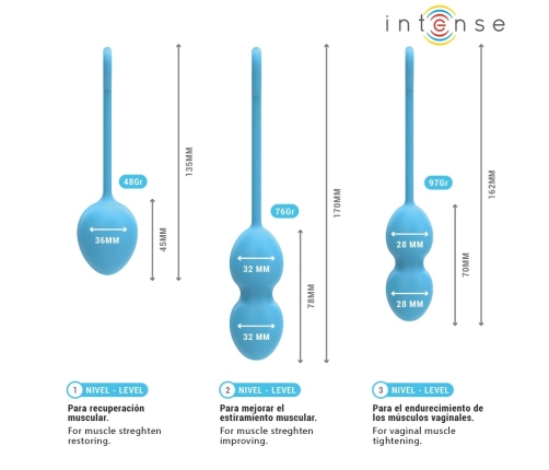Intense Charli Kegel Ball Kit Ocean Blue - 3-Piece Pelvic Training Set