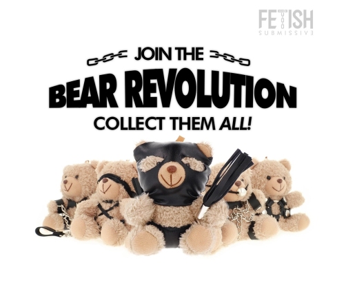 Fetish Submissive Luno Collectible Teddy Bear with Black Mask & Whip