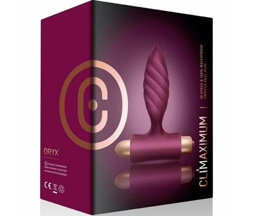 Climaximum Oryx Twisted Silicone Plug with 10-Speed Vibration, Black