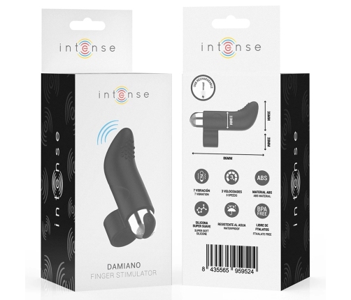 Intense Damiano Finger Model Silicone Compact Vibration System, Black