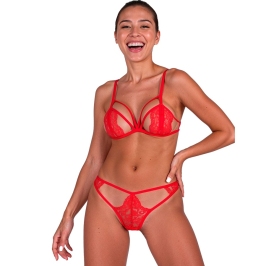 PASSION Anuvera Fire Brick Lace Bra & Thong Set S/M - Elegant Design PASSION Anuvera Fire Brick Lace Bra & Thong Set S/M - Elegant Design
