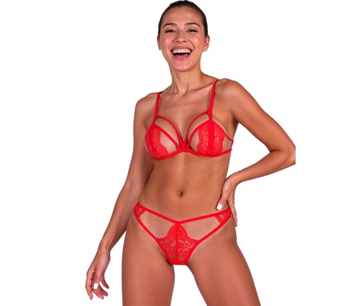 PASSION ANUVERA Lingerie Set L/XL Fire Brick - Lace Bra & Thong