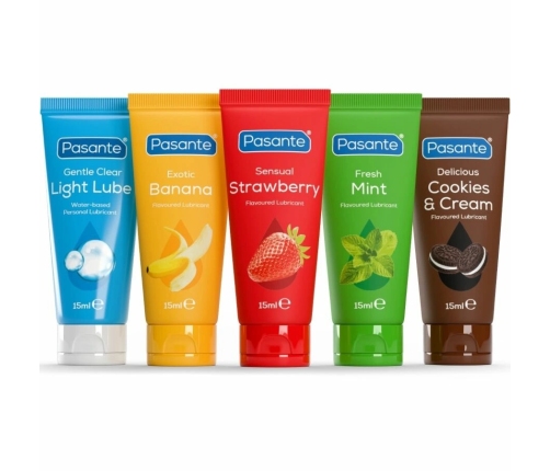 PASANTE - PACK LUBRICANTES SABORES VARIADOS 5 UDS X 15 ML