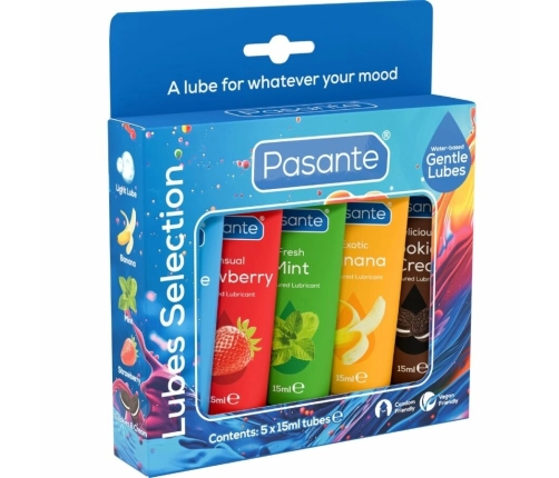 PASANTE - PACK LUBRICANTES SABORES VARIADOS 5 UDS X 15 ML