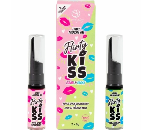 Secret Play Flirty Kiss Dual Sensation Edible Gels Strawberry & Mint 2x8g