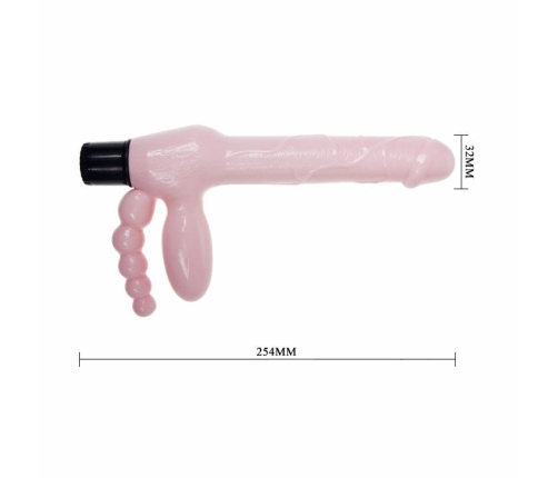 Baile TPR Strapless Harness with Vibration & Anal System 25.4cm Black