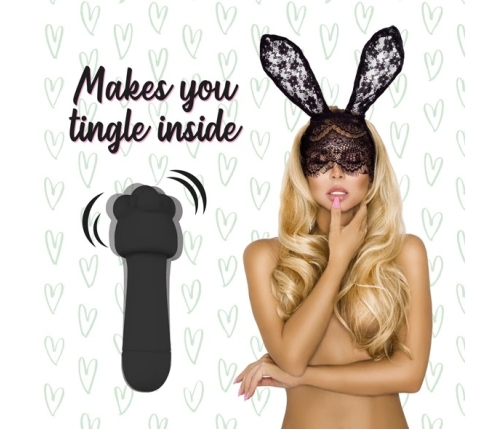 FeelzToys Mister Bunny Black - masażer wodoodporny z 2 nakładkami, 13.5 cm