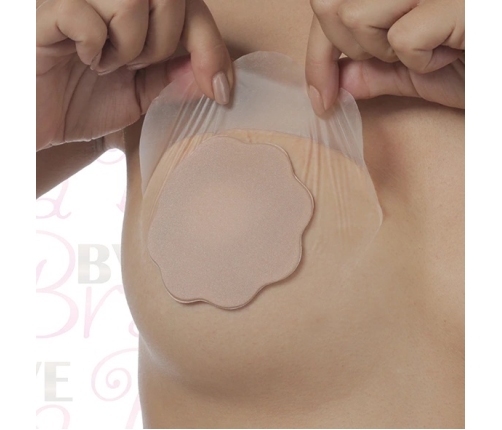Bye Bra - Breast Lift & Fabric Nipple Covers F-H Nude 3 Pairs