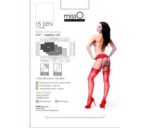 MissO S101 Red Stockings for Garter Belt XXL - Reinforced Yarn