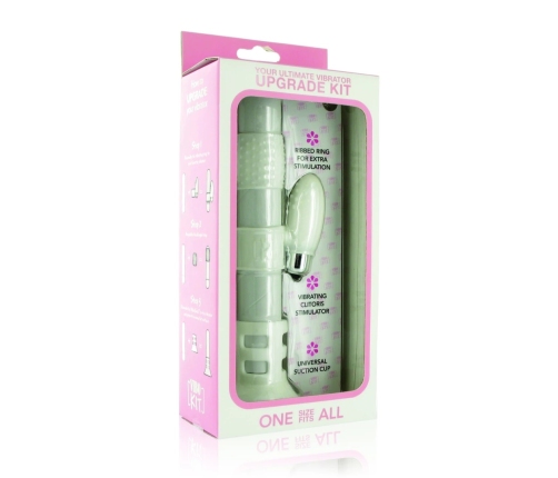 ViboKit Universal Vibrator Upgrade Kit White - Suction Mount & Textured Ring