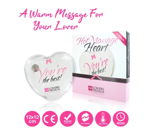 LoversPremium Hot Massage Heart XL Reusable Body Warmer 12x12cm Red