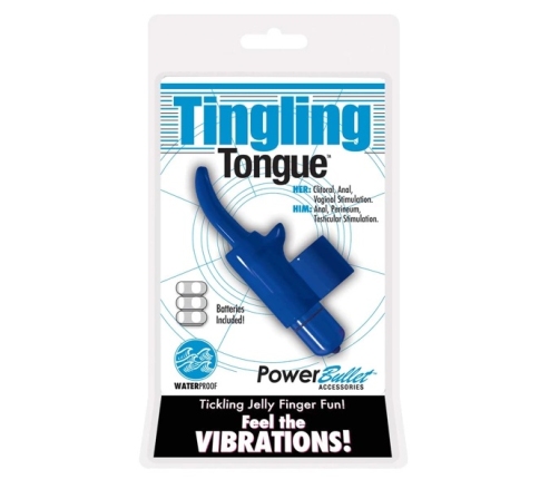 PowerBullet Tingling Tongue Blue Mini Finger Massager Waterproof