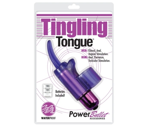PowerBullet Tingling Tongue Purple - Compact Finger Massager, Waterproof