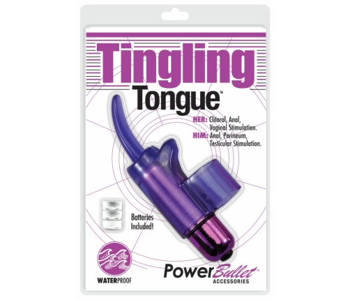 PowerBullet Tingling Tongue Purple - Compact Finger Massager, Waterproof