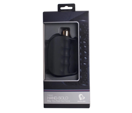 Rocks-Off Hand Solo 7-Speed Silicone Open Sleeve, Black