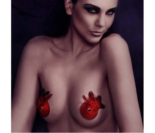 Rianne S Pasties Birds Red - Elegant Leather & Feather Accessory
