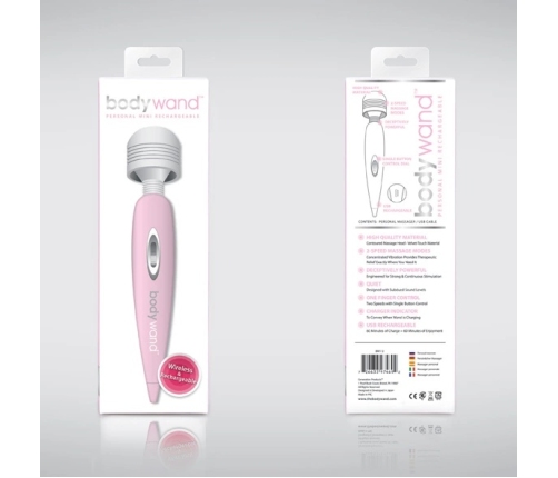 Bodywand Rechargeable USB Wand Massager Pink 15.2 cm - Curved Head
