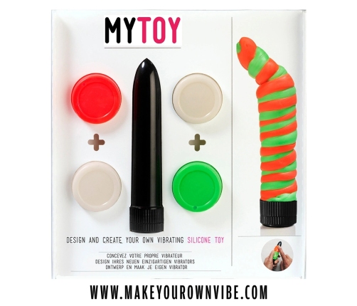 MyToy Vibrator Kit Orange & Green - Customizable Silicone Model 13.3cm