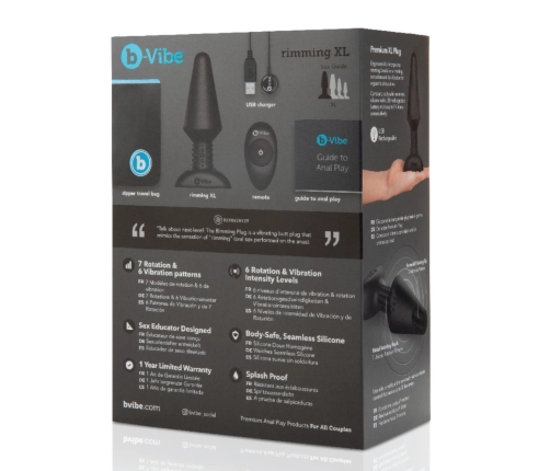 b-Vibe Rimming Plug XL Black - Advanced Intimate Machine with Rotating Beads
