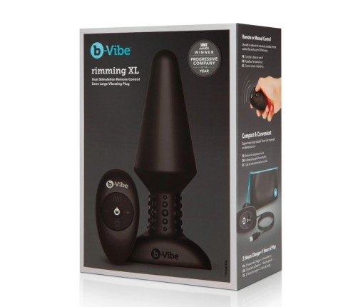 b-Vibe Rimming Plug XL Black - Advanced Intimate Machine with Rotating Beads