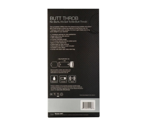 Rocks-Off Butt Throb 7-Speed Intimate Silicone Plug Black 95mm
