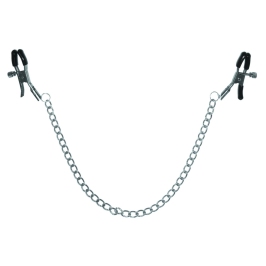 Sportsheets S&M Chained Nipple Clamps Adjustable 33cm Chain, Black/Silver