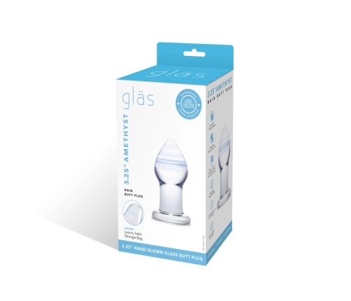 Glas Amethyst Rain Glass Plug 8 cm - Hypoallergenic, Easy to Clean
