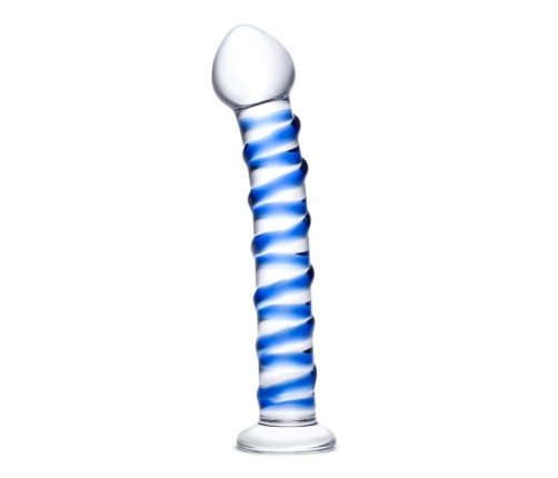 Glas Blue Spiral - Glass Intimate Device, 18 cm, Textured Surface