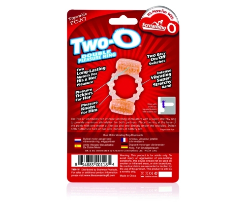 The Screaming O The Two-O Dual Motor Wireless Intimate Ring SEBS Blue