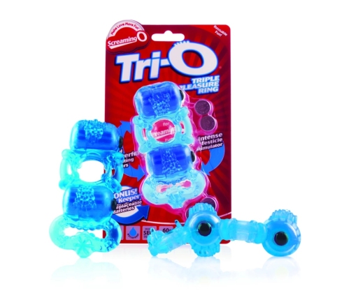 The Screaming O TriO Blue - Dual Motor Intimate Ring, Waterproof, SEBS