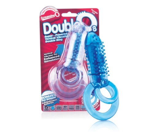 The Screaming O DoubleO 8 Blue - Dual Ring Intimate Device, Waterproof