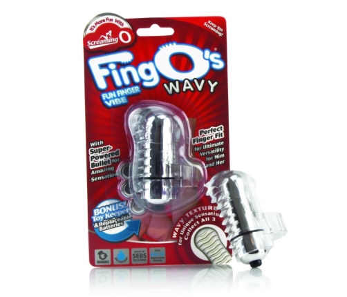 The Screaming O FingO Wavy Clear Finger Vibe, Ergonomic Silicone, Waterproof