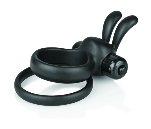 The Screaming O Ohare XL Black Dual Silicone Ring with Rabbit Ears