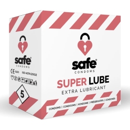 Safe Super Lube 5 szt. - prezerwatywy nawilżane, lateksowe, 56 mm