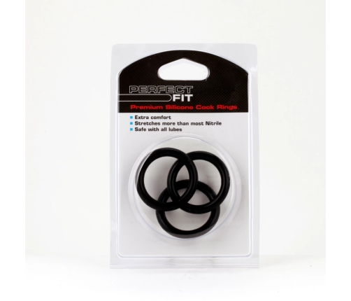 Perfect Fit Silicone 3 Ring Kit XL Black - Set of Anatomical Silicone Rings