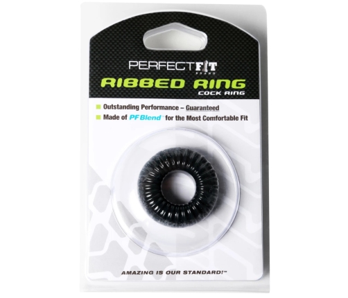 Perfect Fit Ribbed Ring Black - Flexible SilaSkin Comfort Ring