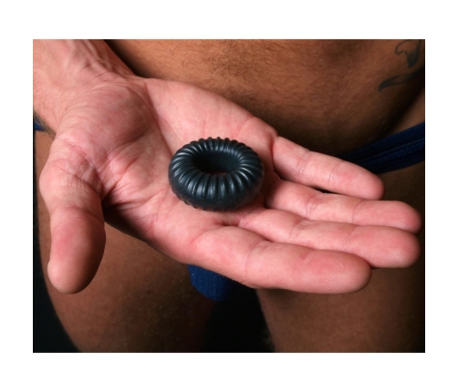 Perfect Fit Ribbed Ring Black - Flexible SilaSkin Comfort Ring