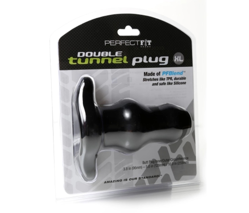 Perfect Fit Double Tunnel Plug XL Black - Large Hollow System Plug