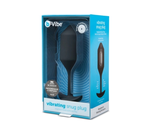 b-Vibe Vibrating Snug Plug 4 Black - Weighted Silicone Anal System XL