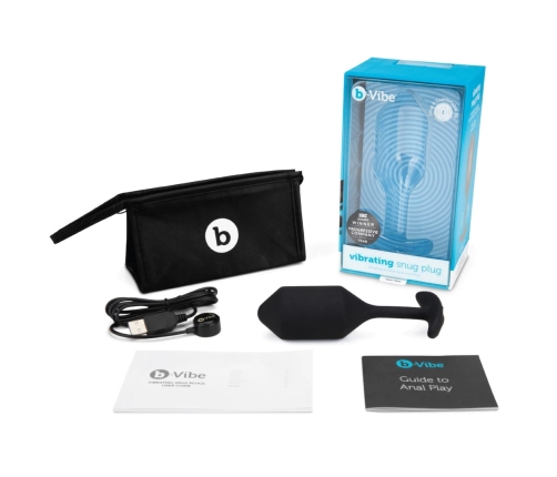 b-Vibe Vibrating Snug Plug 4 Black - Weighted Silicone Anal System XL