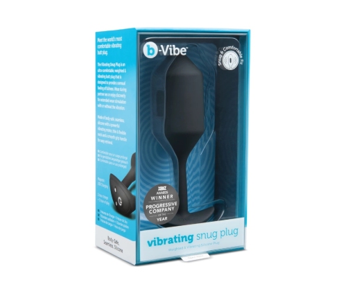 b-Vibe Vibrating Snug Plug 4 Black - Weighted Silicone Anal System XL