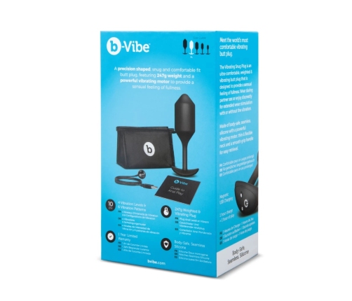 b-Vibe Vibrating Snug Plug 4 Black - Weighted Silicone Anal System XL