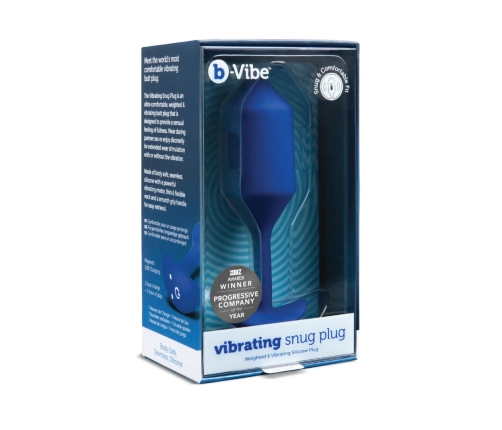 b-Vibe Vibrating Snug Plug 4 Navy - Weighted Silicone Plug XL